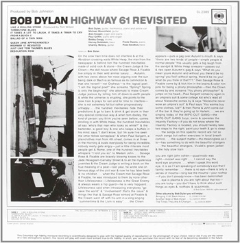 Highway 61 revisited back cover